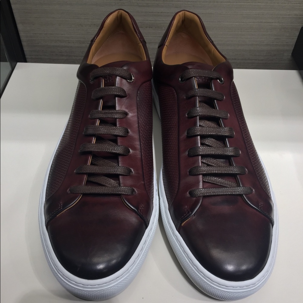 Calf leather sneakers with monogram-embossed panel